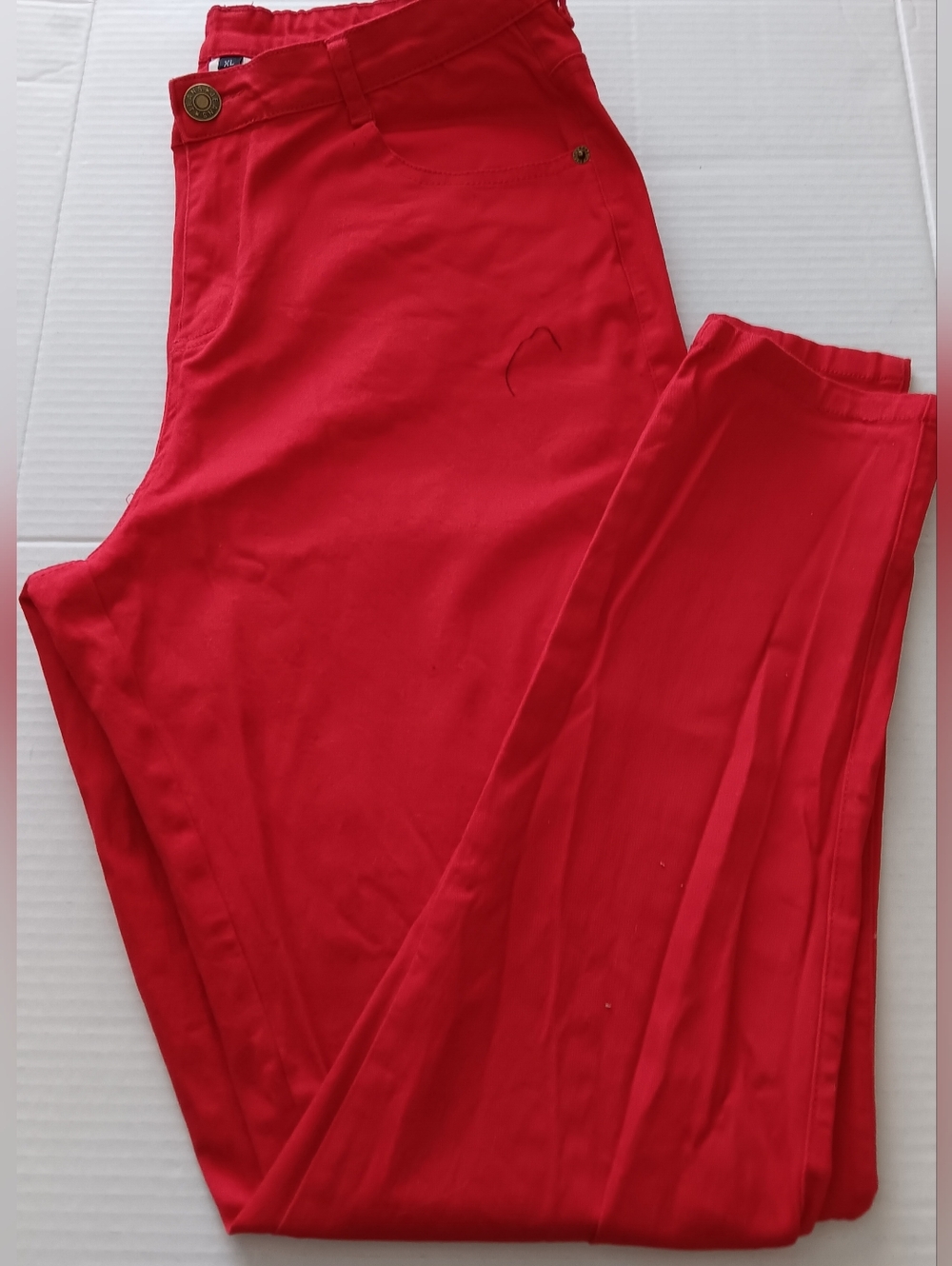 HDE Women's Mid Rise Red  Denim Slim Fit Stretch Skinny Jeans Sz XL